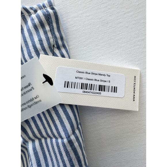 Montce Mandy Crop Tank Top Women’s Classic Blue Stripe Small NWT - Picture 8 of 8